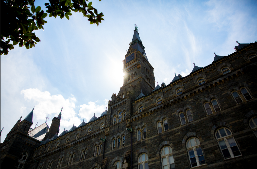 Angled picture of Georgetown building, Healy Hall