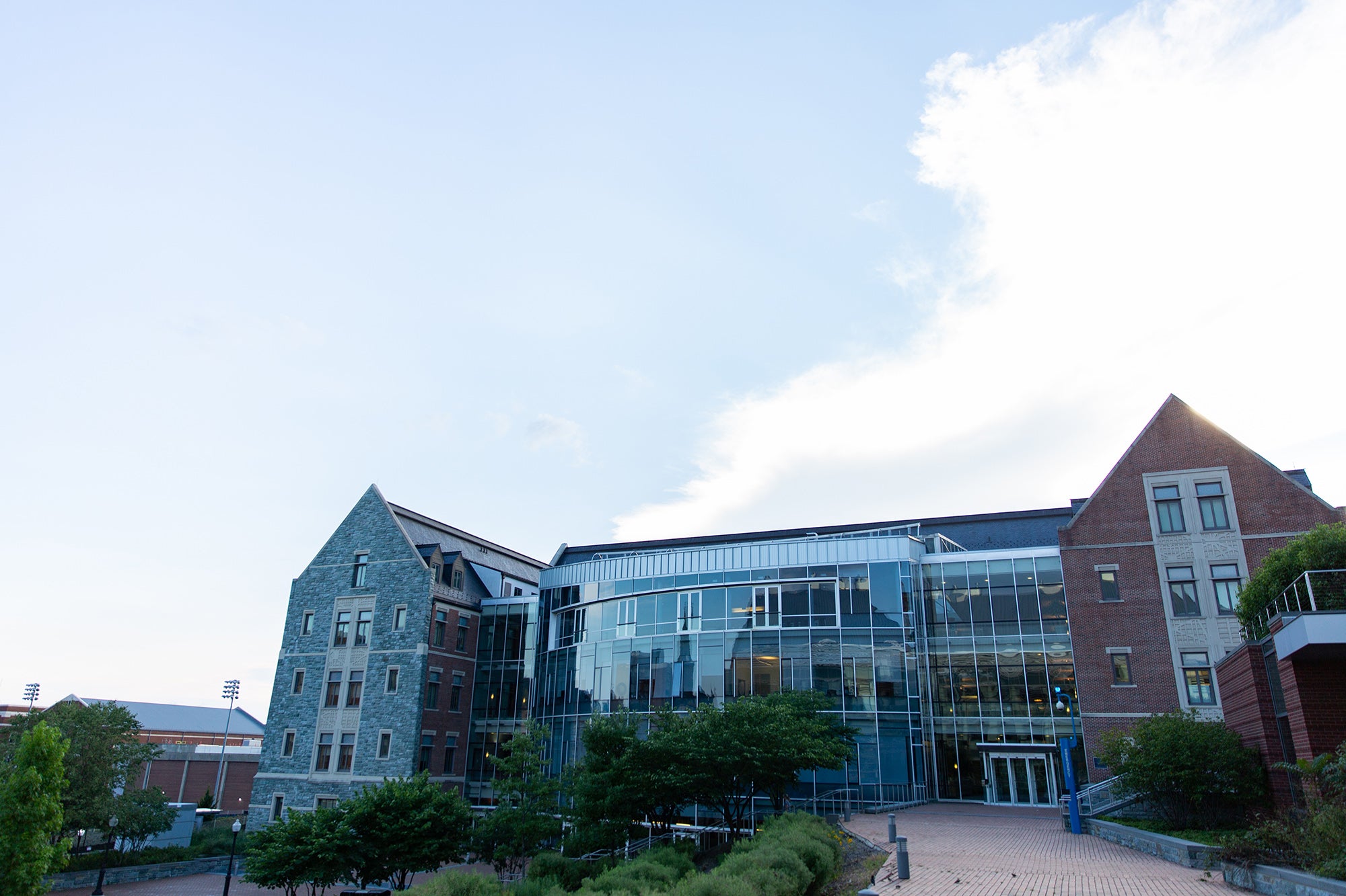 Hariri Building during sunset on atrium side