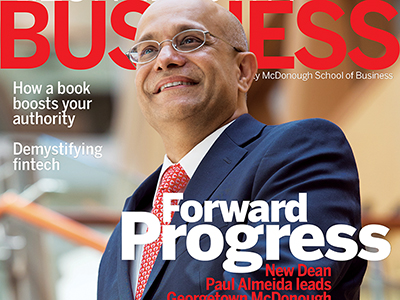 Fall 2017 Business Magazine cover with dean paul almedia