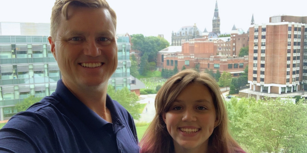 Jim and his daughter on the georgetown campus