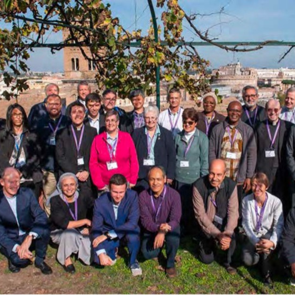 Members of the inaugural cohort of Discerning Leadership participants and faculty at the Jesuit Curia in Rome