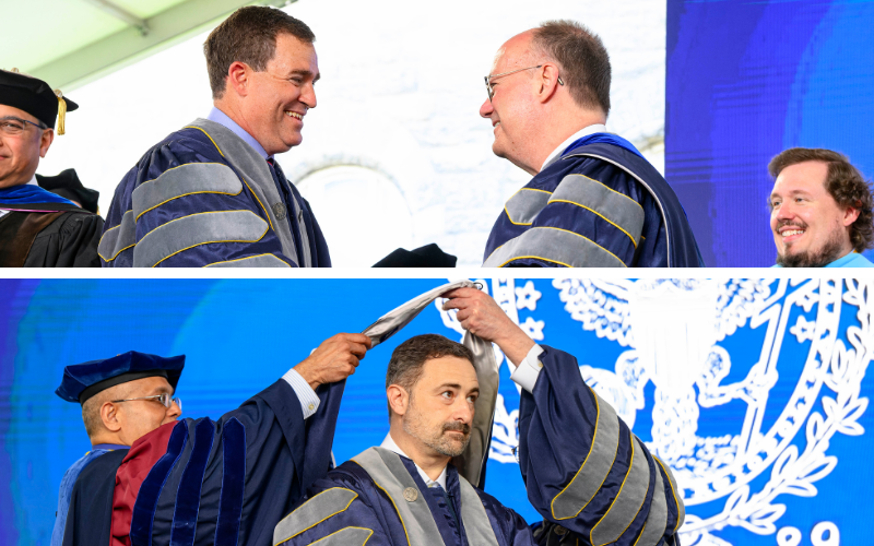 In addition to delivering the McDonough commencement addresses, Georgetown University President John J. DeGioia awarded Smelyansky and Helfrich with honorary doctorates.