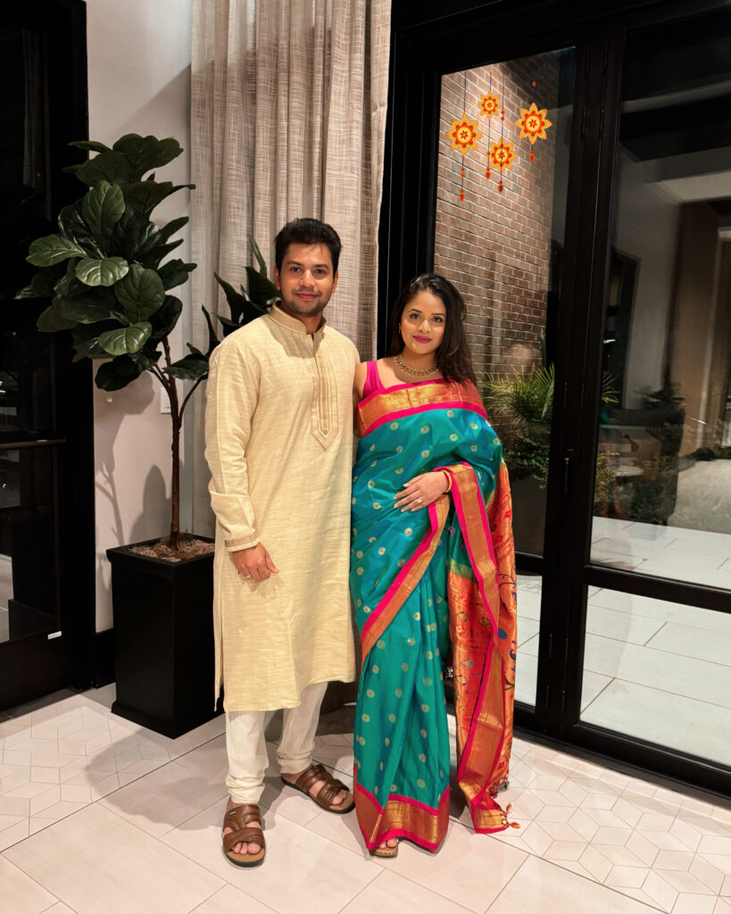 Anagha Mhatre and her husband during Diwali celebrations