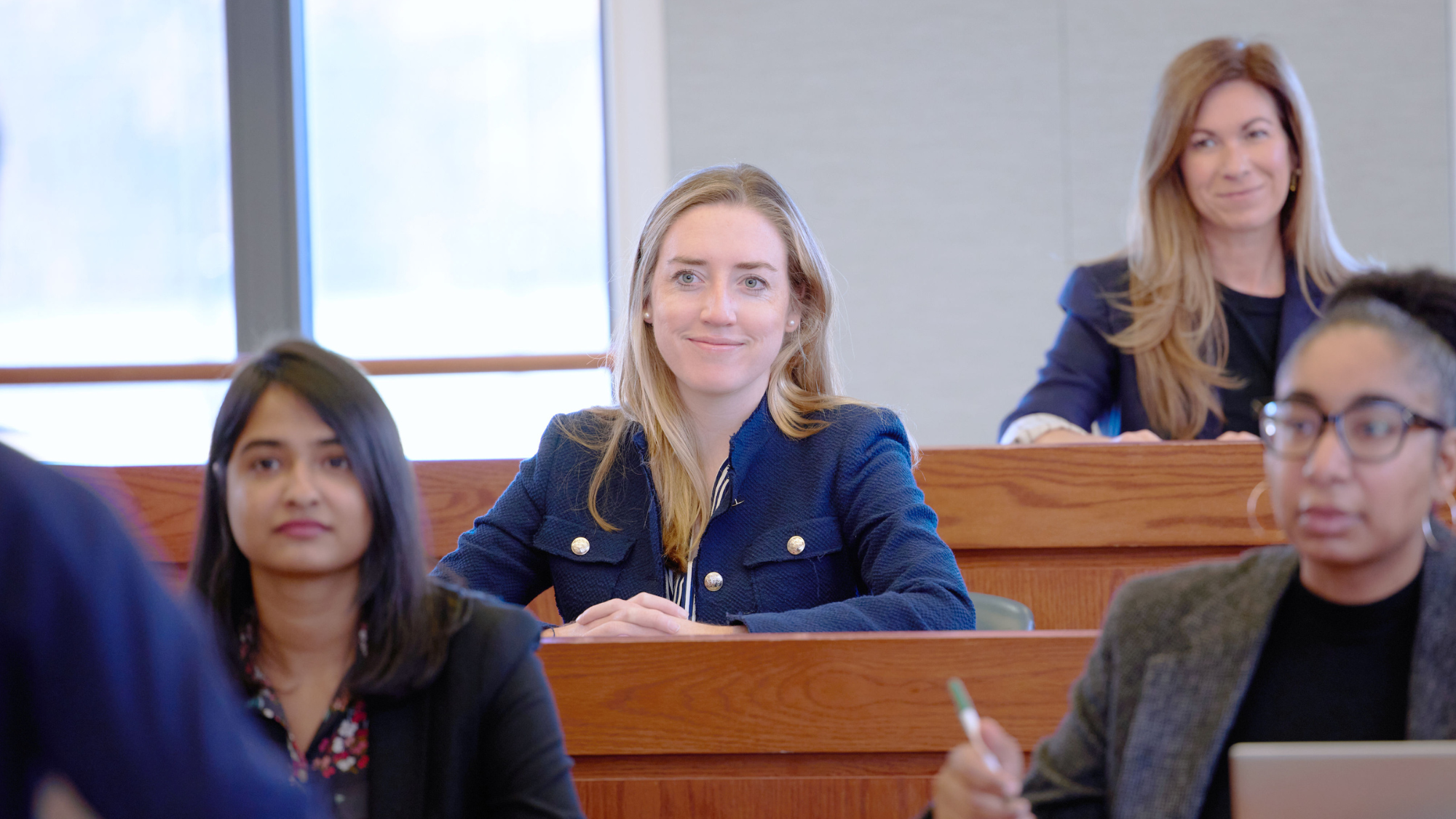 MBA students participating in a class discussion in the Hariri Building