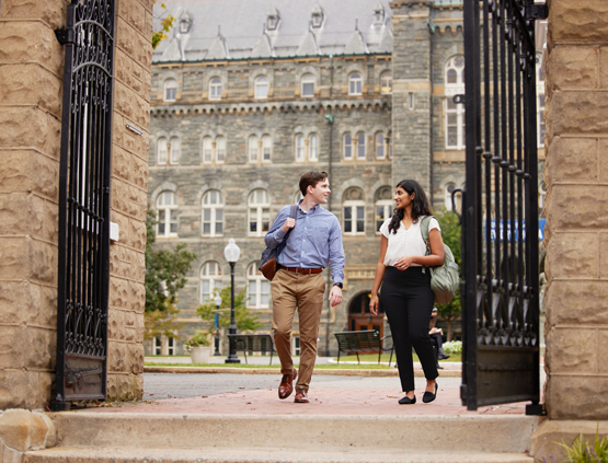 Students walk to campus