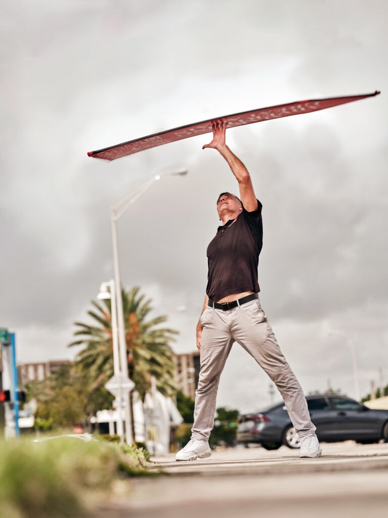 Max spinning a sign