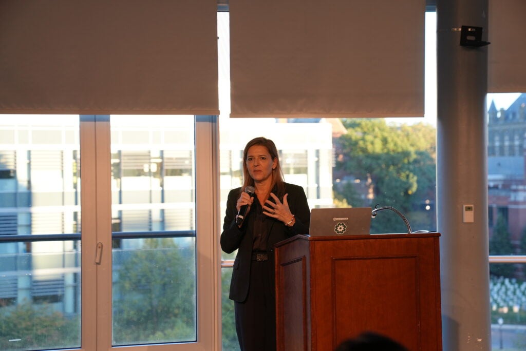 Lisa Mayr (MBA'98) speaking at the first EmpowerHER meeting