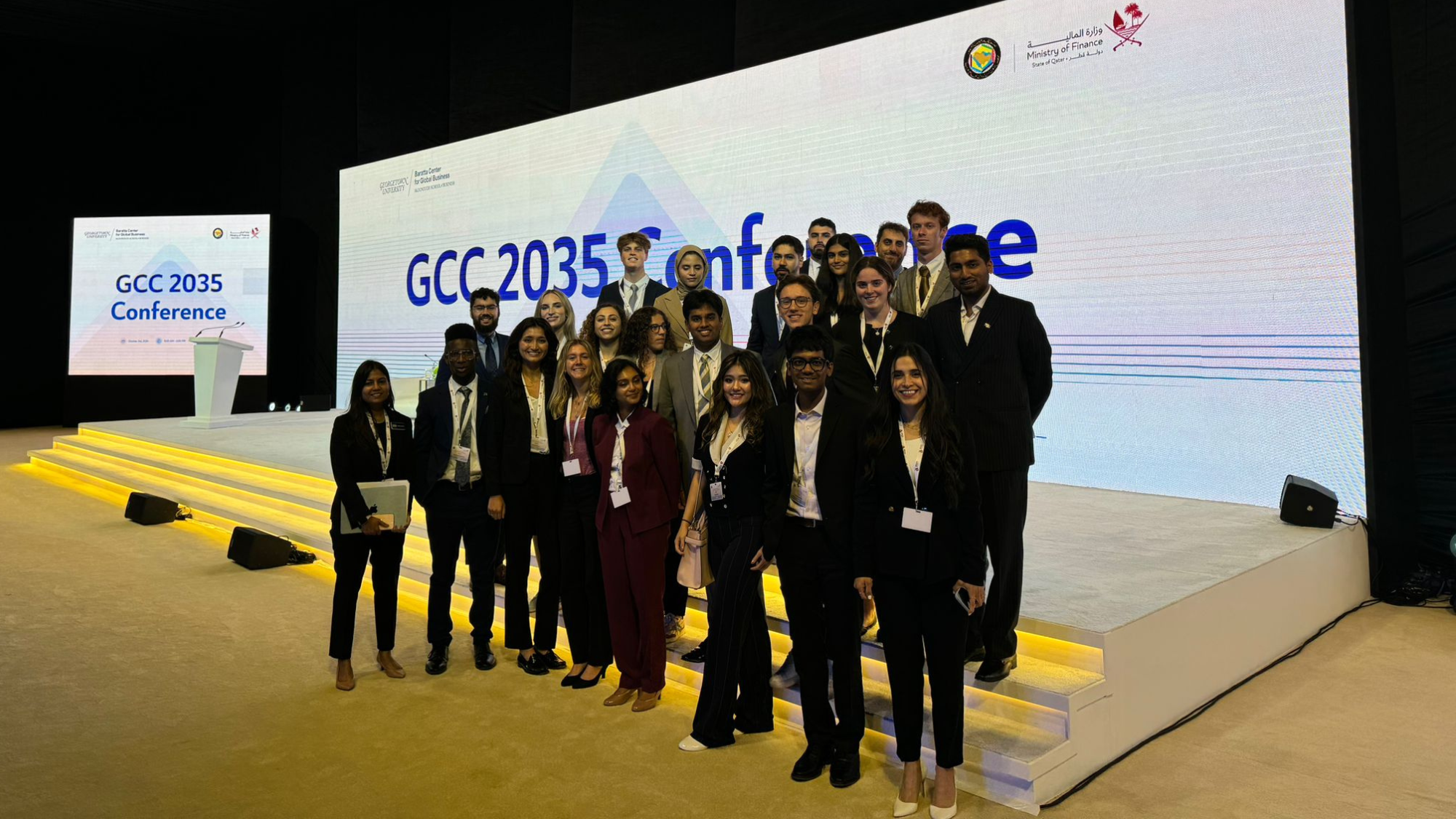 A group of students from Georgetown at the GCC Conference in Qatar