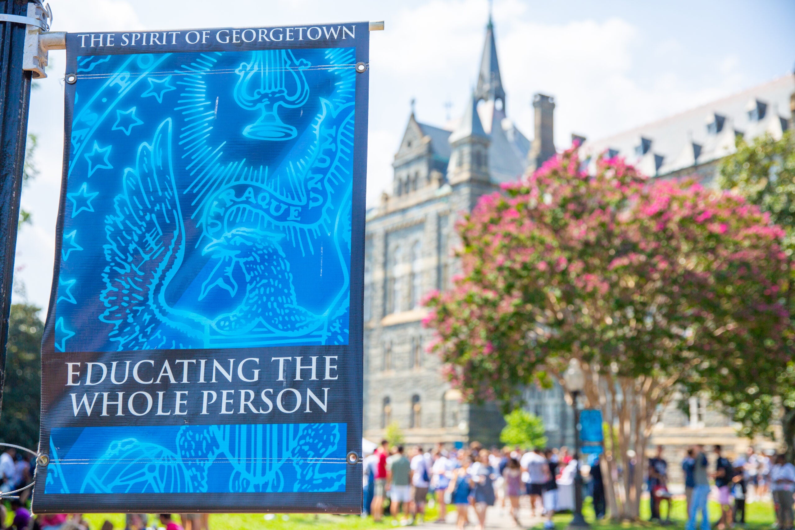 Campus banner with the words 