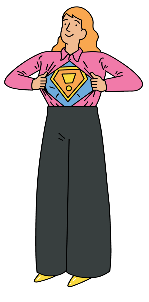 An illustration of a woman revealing her key strengths