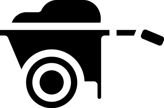 Design element in the shape of a wheelbarrow 