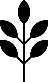 Design element in the shape of a branch with leaves