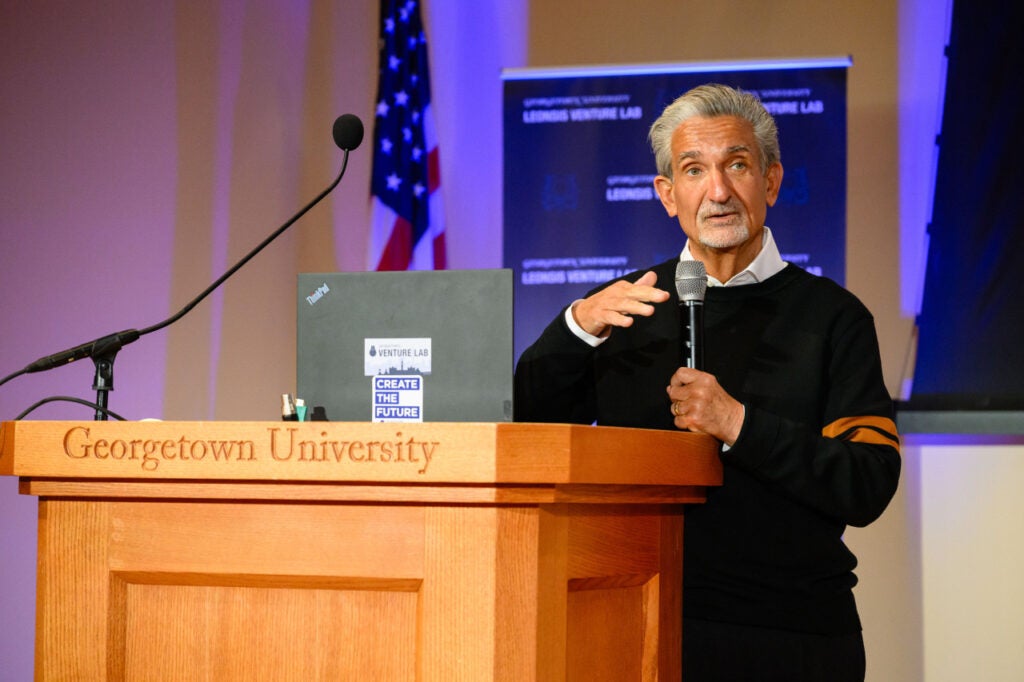 Ted Leonsis speaks at Bark Tank event at Georgetown University