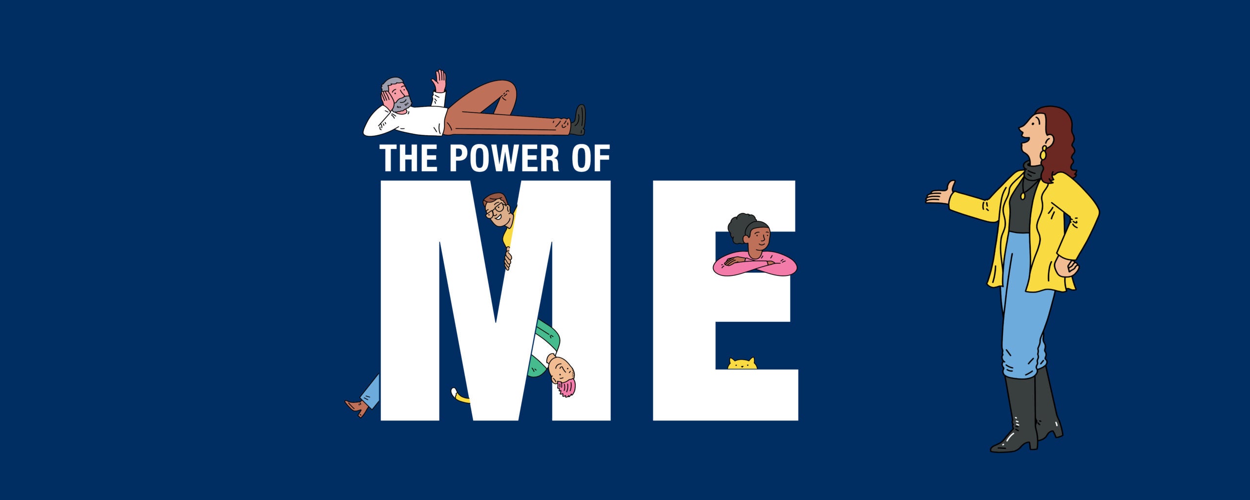 An illustration that says the power of me for an article in the Georgetown Business magazine featuring Jennifer Dalton , Executive MBA alumna