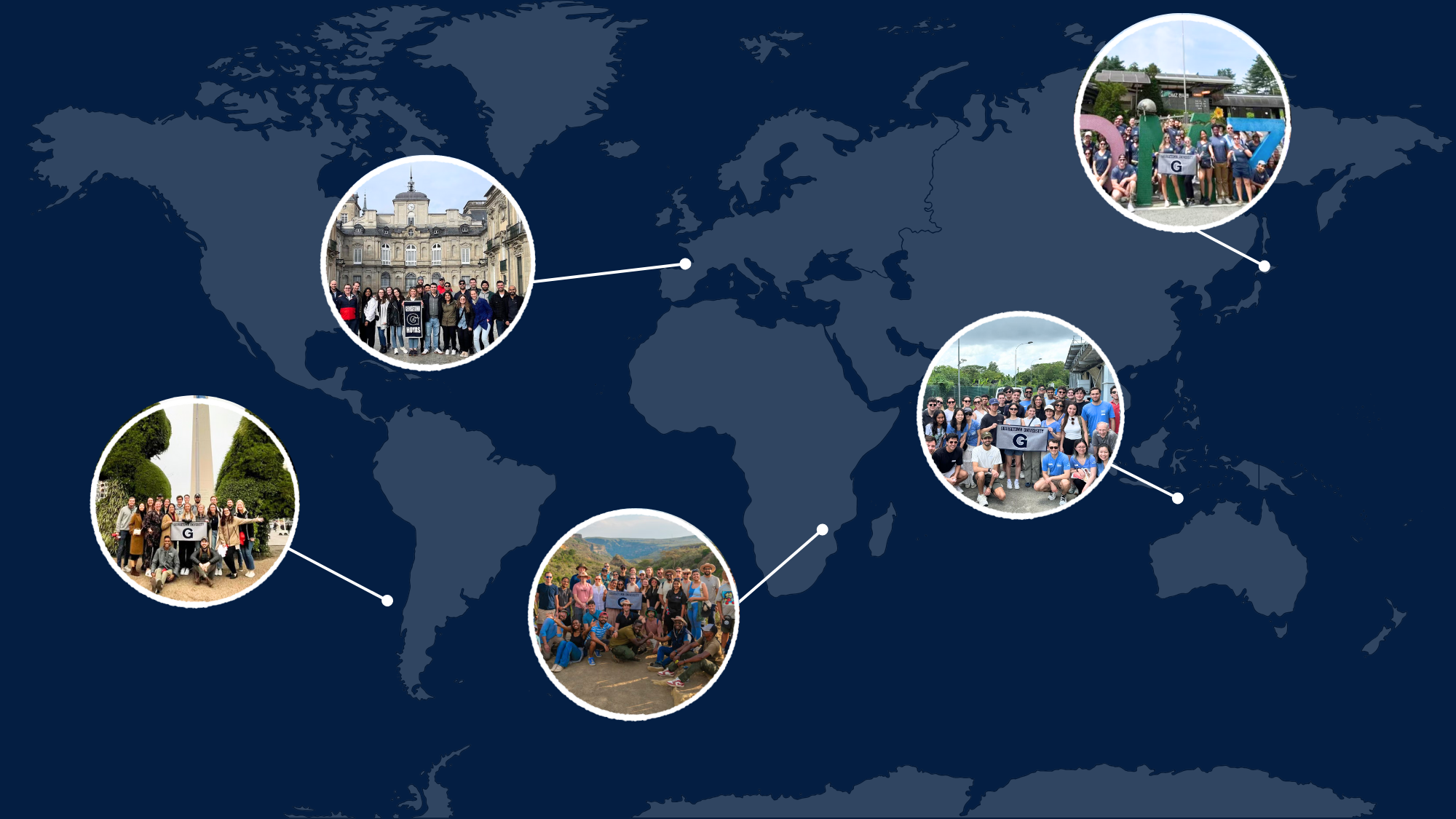 World map with pinpoints on GBE locations