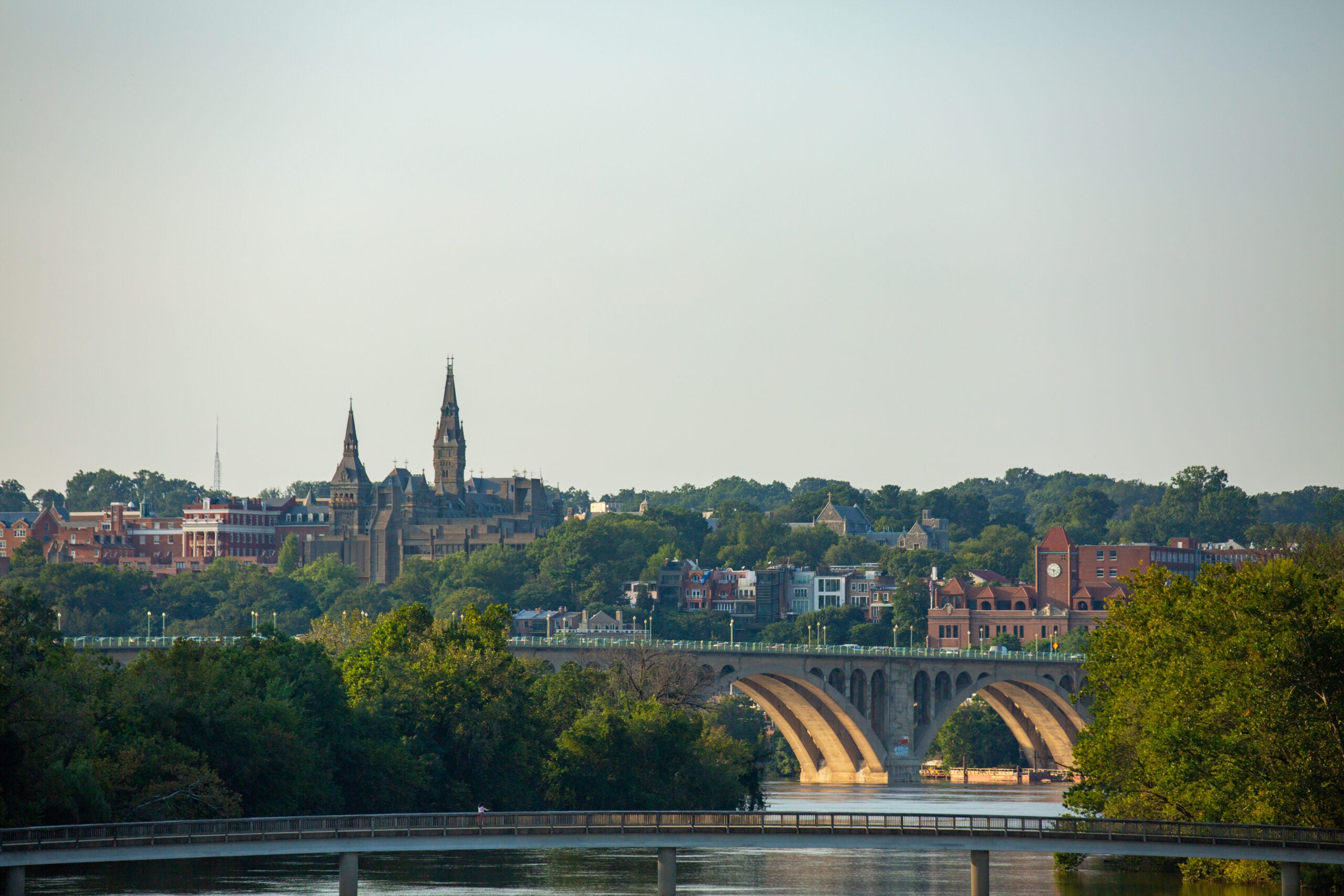 Panorama of Georgetown University skyline from Potomac River