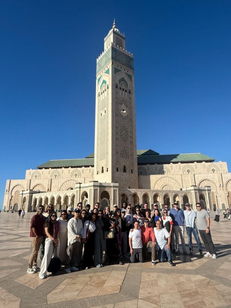 McDonough MBA students in front of the Koutoubia Minaret in Marrakech
