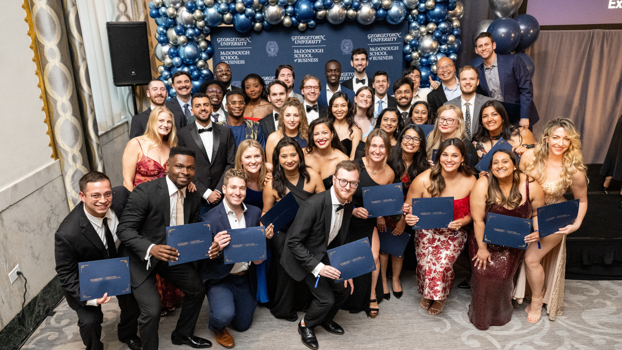 Georgetown MBA Class of 2026 at their annual awards gala