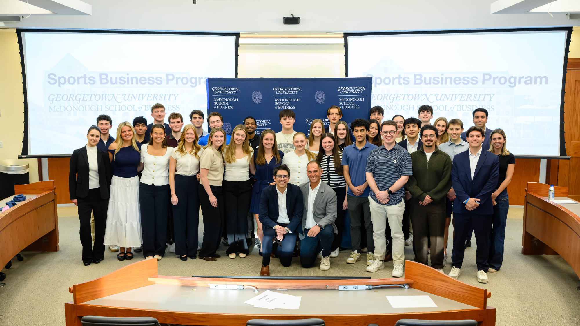 Sports Business Fellows listen to a fireside chat with Egon Durban and Luis Maes