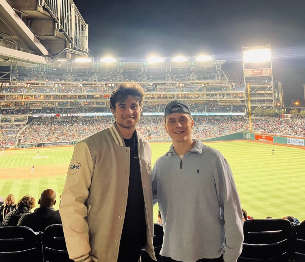 McGinnis Harvey and his friend at a Nationals Game
