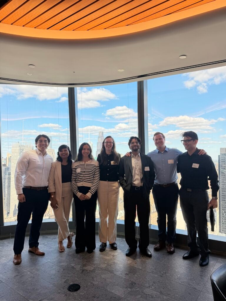 Paulina Pellecer Aguilar's (MBA'27)
first day of her EY internship in the NYC office with other EY Consulting Graduate Interns.