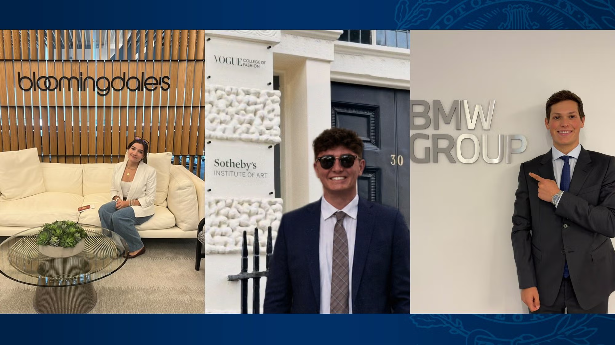 Three photos of Georgetown University undergraduate students at their summer internship