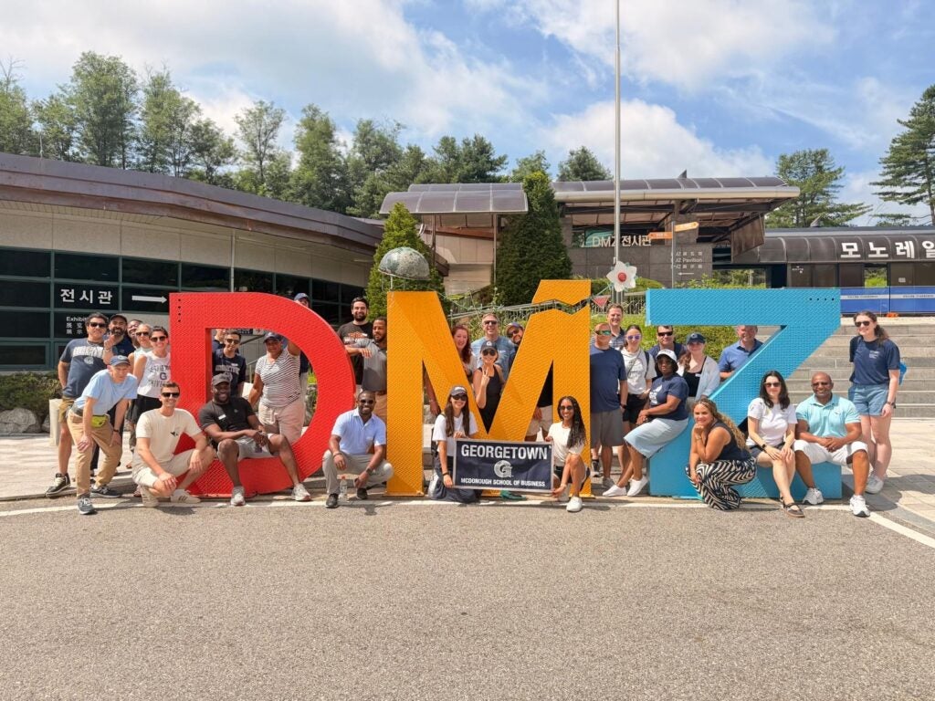 The South Korea EMBA cohort visited the Korean Demilitarized Zone during their cultural exploration of the country. 